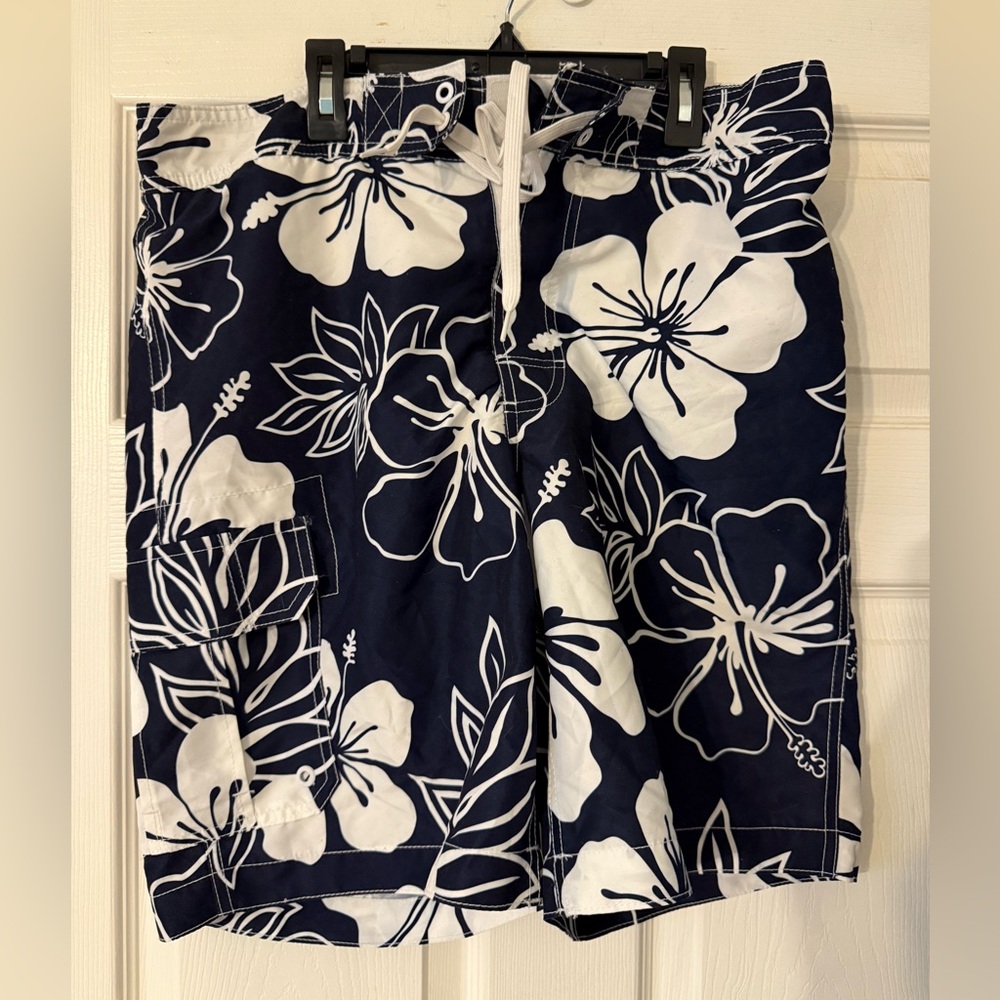 Navy Floral Men's Bathing suit Shorts